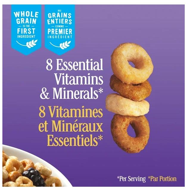 Canadian Multi Grain Cheerios Breakfast Cereal, Family Size, Whole Grains, 585g