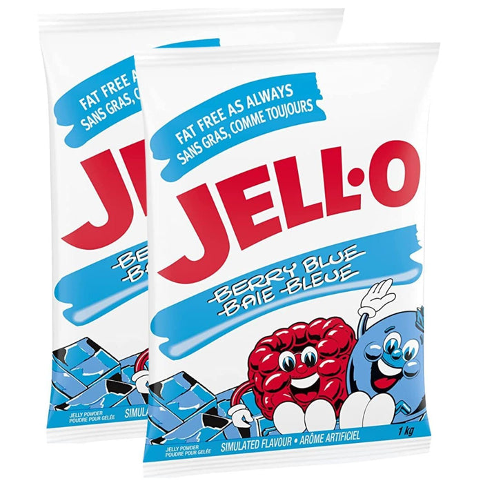 Jell-O Berry Blue Jelly Powder Gelatin Mix, 1kg/2.2lbs (Pack of 2)