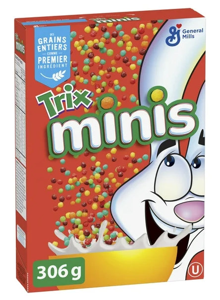 Trix Minis Breakfast Cereal, Fruity Corn Puffs with Whole Grains, 306g