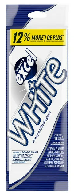 EXCEL, White Winterfresh, Teeth Whitening Sugar Free Chewing Gum, 18pc x 3