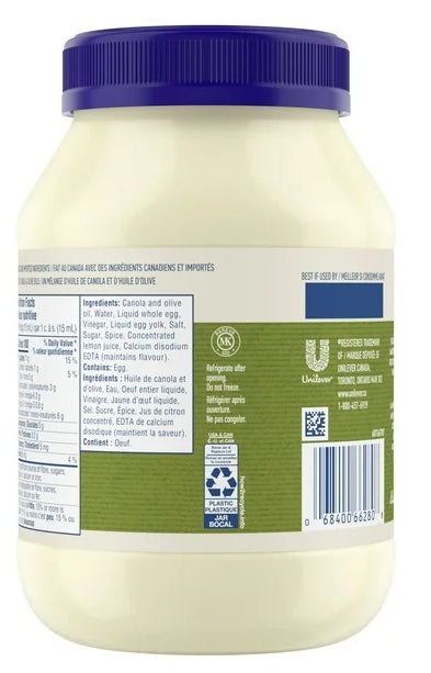 Hellmann's Olive Oil Mayonnaise, 890ml