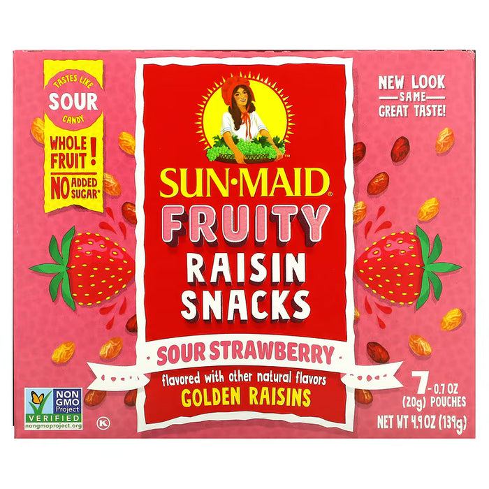 Sun-Maid Fruity Raisin Snacks, Sour Strawberry, 140g/5oz Box