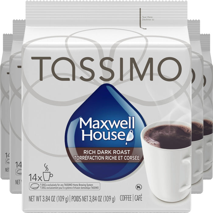 Tassimo Maxwell House Dark Roast Coffee, 70 T-Discs (5 Boxes of 14 T-Discs)