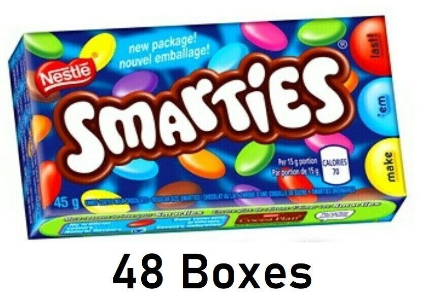 Nestle Smarties Chocolate Candy Bar 45g Each 48 Boxes