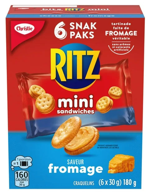 Ritz Bits Cheese Sandwich Cracker Snack Pack, 180g