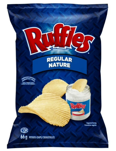 Ruffles Regular Potato Chips, 66g (Imported from Canada)