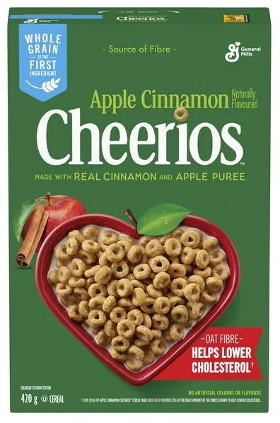 Apple Cinnamon Cheerios Breakfast Cereal, Whole Grains, 420g