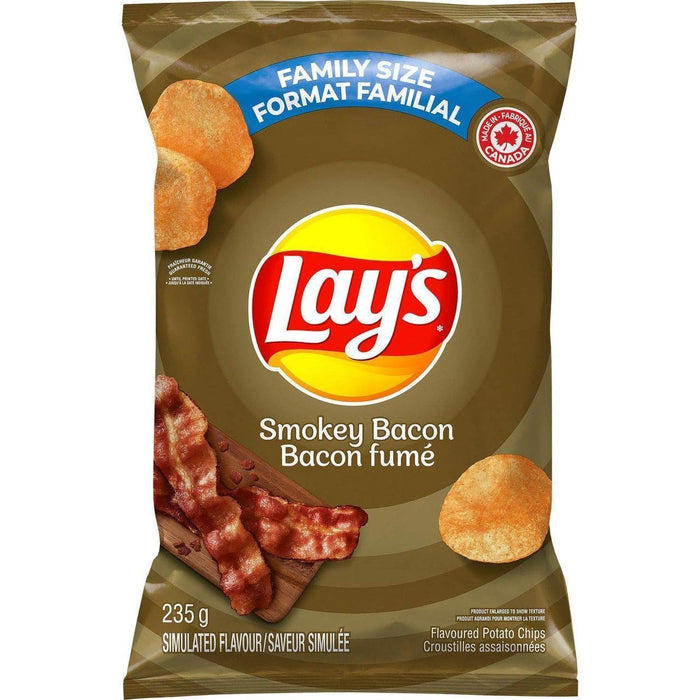 Lays Smokey Bacon Potato Chips, 235g/ 8.3oz Each 3 Bags