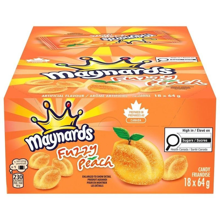 Maynards Fuzzy Peach Gummy Candy Case, 18x64g