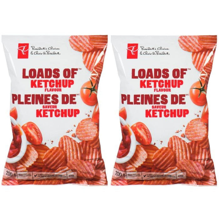 President's Choice Loads of Ketchup Potato Chips, 200g/7oz Each 2 Bags