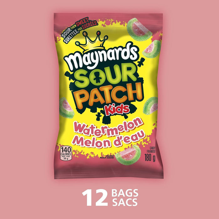 Maynards Sour Patch Kids Gummy Watermelon 180g/6.3 oz Each 12 Bags