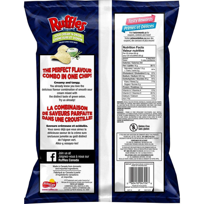 Ruffles Sour Cream 'n Onion Potato Chips 200g/7.1oz Bag