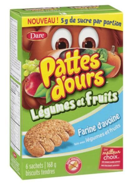 Dare Bear Paws Cookies Veggies & Fruit Oatmeal 6 Packs 168g