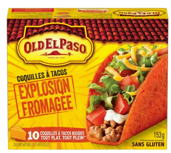 Old El Paso Stand n Stuff Taco Shells, Cheesy Blasted, Gluten Free, 10 Count, 153g