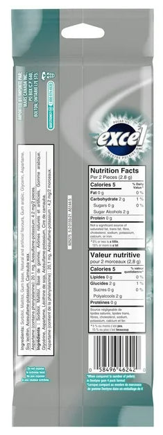 EXCEL, Polar Ice Flavored Sugar Free Chewing Gum, 18 Pieces, 3 Packs, 25g