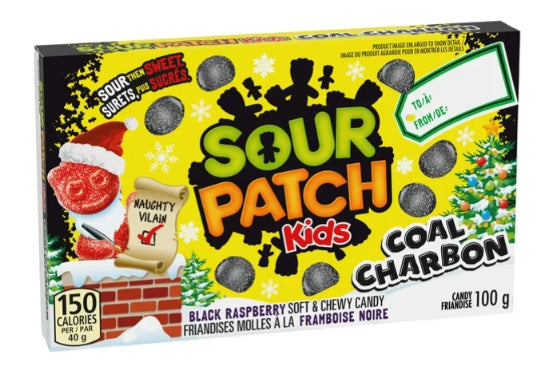 Sour Patch Kids, Coal, Black Raspberry Flavored Candy, Stocking Stuffer, 100g