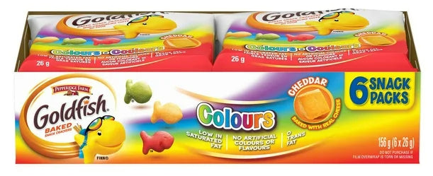 Goldfish Colors Cheddar Crackers Snack Packs, 6 x 26g, 156g