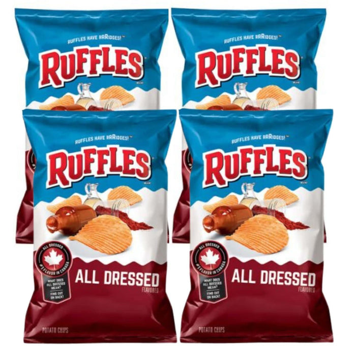 Ruffles All Dressed Ridged Potato Chips, 7.05oz Each 4 Bags