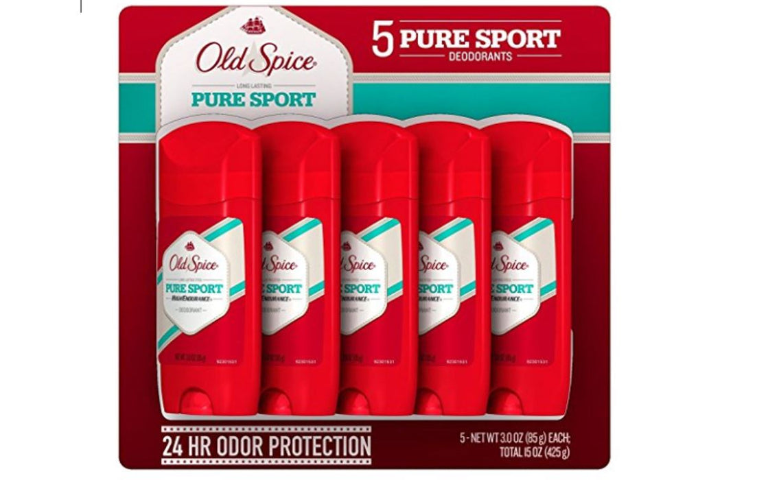 Old Spice Men Pure Sport Anti Perspirant High Endurance 5 Count 3oz Each