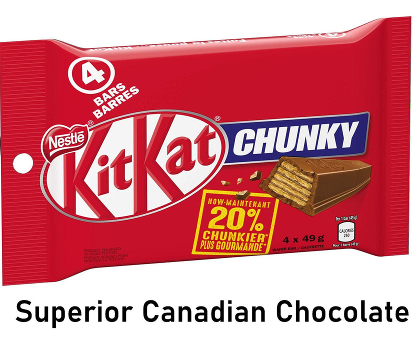 Nestle Kitkat Chunky With Superior Canadian Chocolate 49g Each 4 Full Size Bars