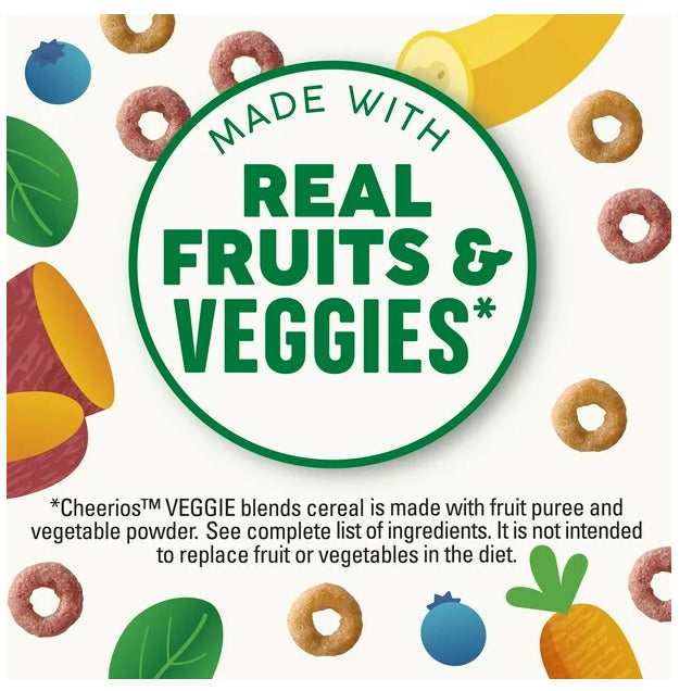 Cheerios Veggie Blends Blueberry Banana Cereal, Whole Grains, 300g