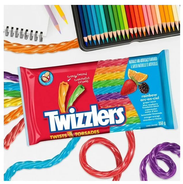 TWIZZLERS Twists Rainbow Licorice Candy, 350g