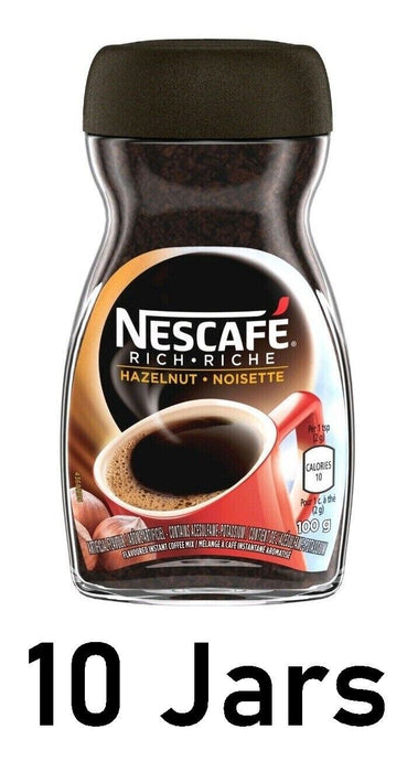 Nescafe Rich Hazelnut Instant Coffee from Canada 100g 3.5oz Each 10 Jars