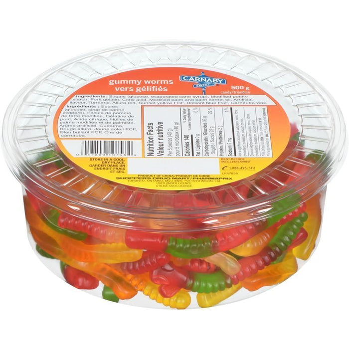 Carnaby Sweet Gummy Worms, 500g/17.5 oz, Tub