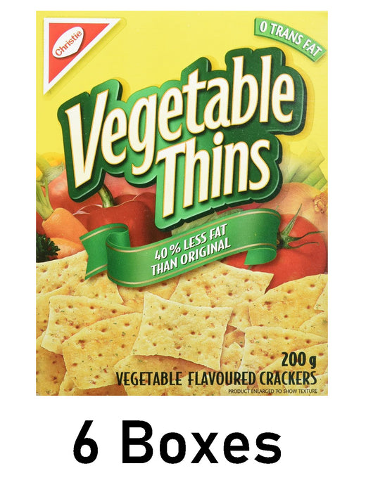 Christie Vegetable Thins, 40% Less Fat, Crackers, 200g/7oz Each 6 Boxes - CanadaGrocery