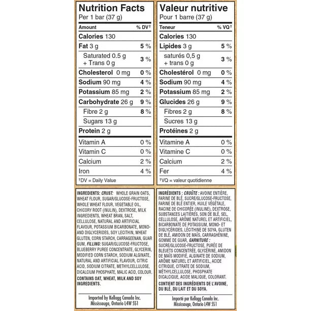 Kellogg's Nutri Grain Cereal Bars Blueberry, 8 Bars, 295g/10.4oz