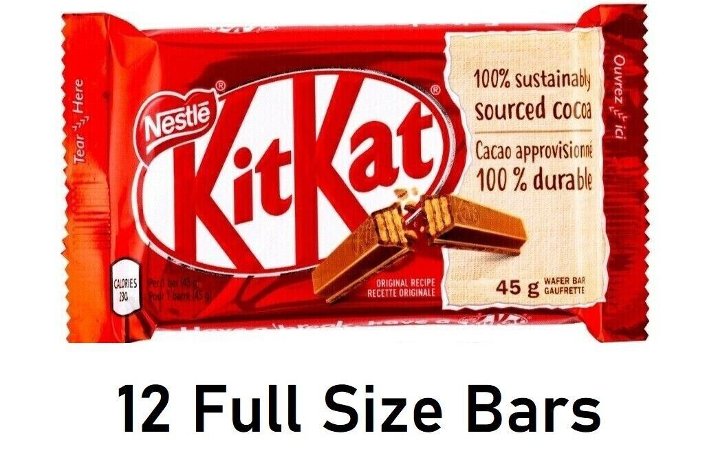 Nestle Kit Kat Chocolate Candy Bar 45g Each 12 Bars