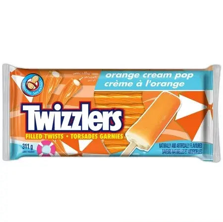 TWIZZLERS Orange Cream Pop Filled Twists Candy Licorice, 311g/11oz