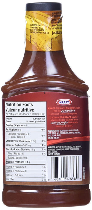 Kraft BBQ Sauce, Chicken & Rib Flavour, 455ml/15.4oz {Canadian Product}