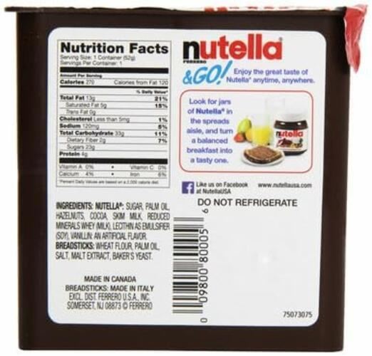 Nutella & Go Breadstick Chocolate Snack Packs, 16 units 52g/1.8oz each