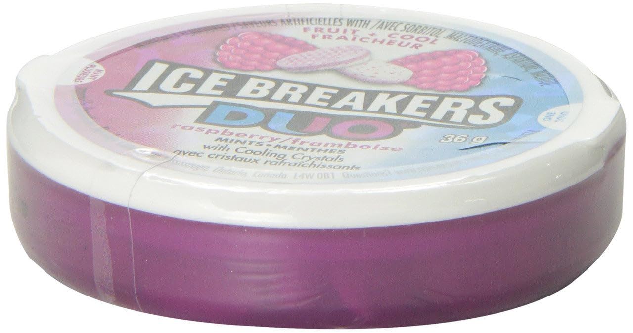 Ice Breakers Duo Raspberry Mints, 1.5oz 36g Each 6 Containers