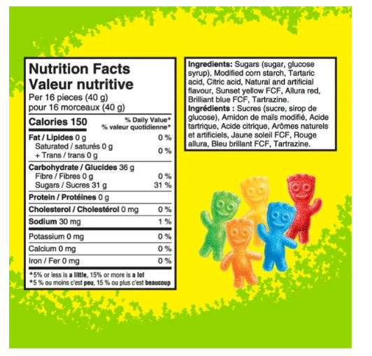 Sour Patch Kids Original Candy, Family Size, Bulk Candy, Sour Candy, Gummy Candy, 816g