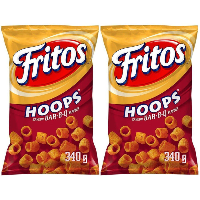 Fritos Hoops BAR-B-Q Corn Chips 12.3oz, 2 Bags, Canadian {1-5 DAY SHIPPING}