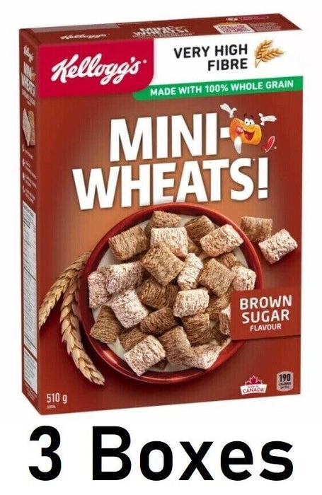 Kellogg's Mini-Wheats Brown Sugar Cereal 510g Each 3 Count