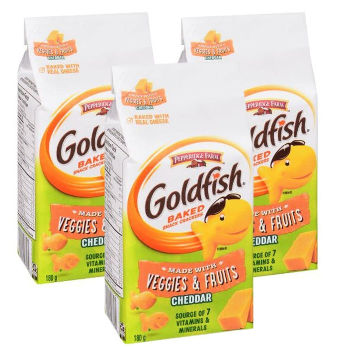 Goldfish Veggies and Fruits Crackers, 180g/6.3oz (Pack of 3)