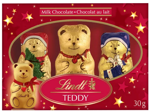 Lindt TEDDY and Friends Teddy Bear Milk Chocolate, Pack of 3, 30g Box