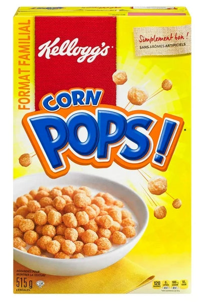 Kellogg's Canadian Corn Pops Cereal, Family Size, 515g
