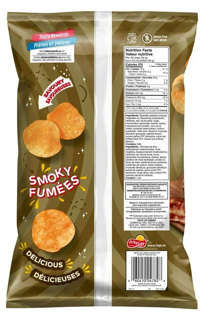 Lay's Smokey Bacon Flavored Potato Chips, 235g