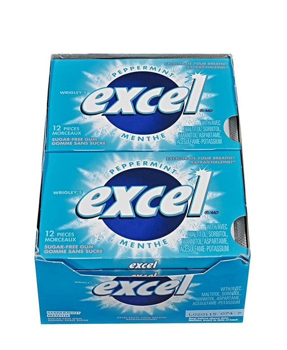 Excel Sugar-Free Gum Peppermint 12 Pack, 12 Pieces Per Pack From Canada