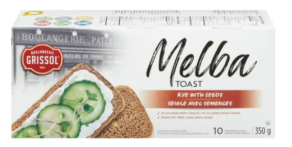 Boulangerie Grissol Melba Toast Rye with Seeds, 10pc, 350g