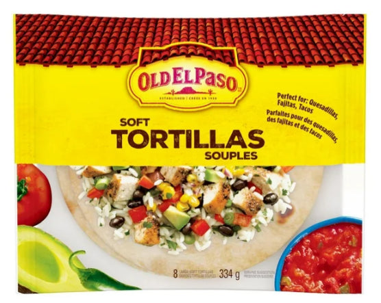 Old El Paso Soft Flour Tortillas, Large, 8 Tortillas, 334g