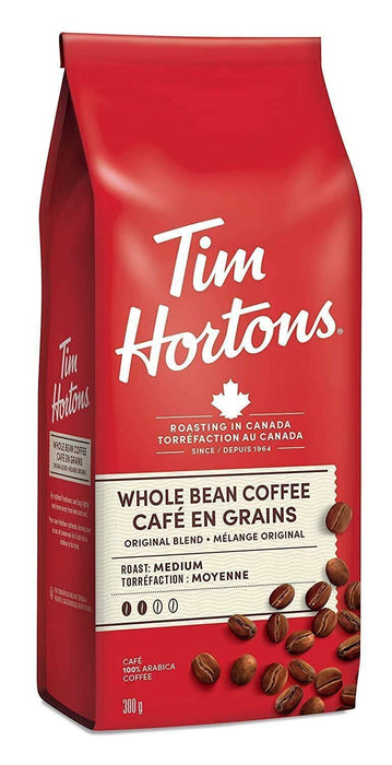 Tim Hortons Whole Bean Original Blend Coffee, 300g/10.6oz, 2 BAGS