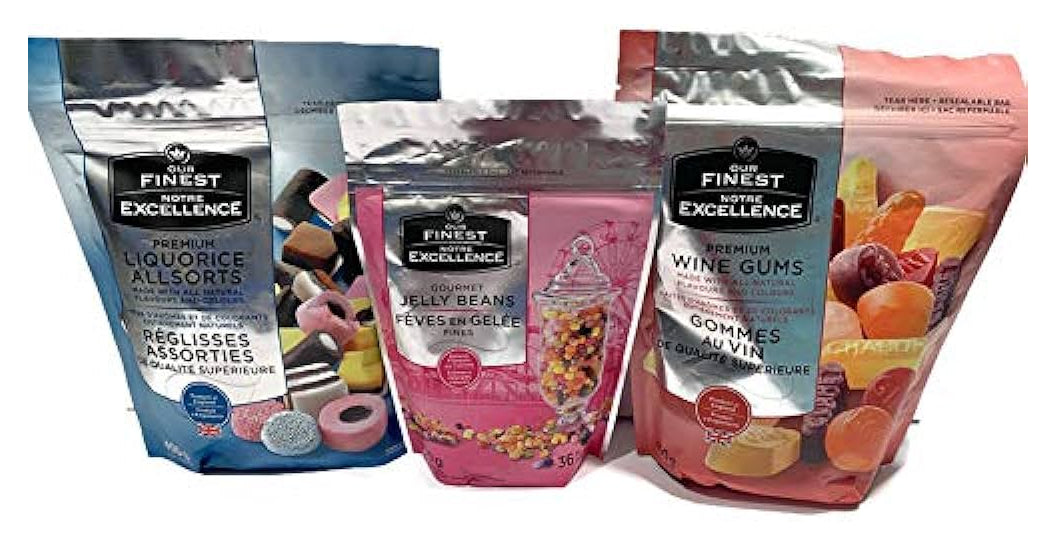 Our Finest Combo Pack. Wine Gums, Jelly Beans & Liquorice Allsorts 1.1kg Total