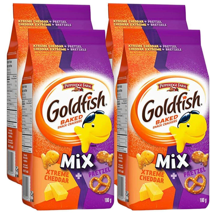 Goldfish Mix Xtreme Cheddar and Pretzel Crackers, 180g/6.3oz, 4 BAGS