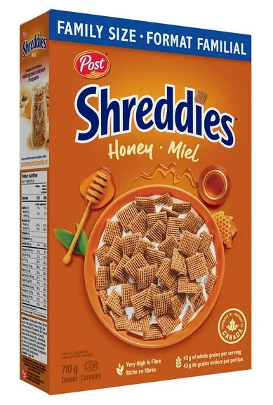 Post Honey Shreddies Breakfast Cereal, Family Size, 710g