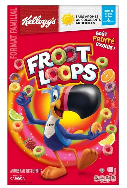 Kellogg's Canadian Froot Loops Breakfast Cereal, Family Size, 480g